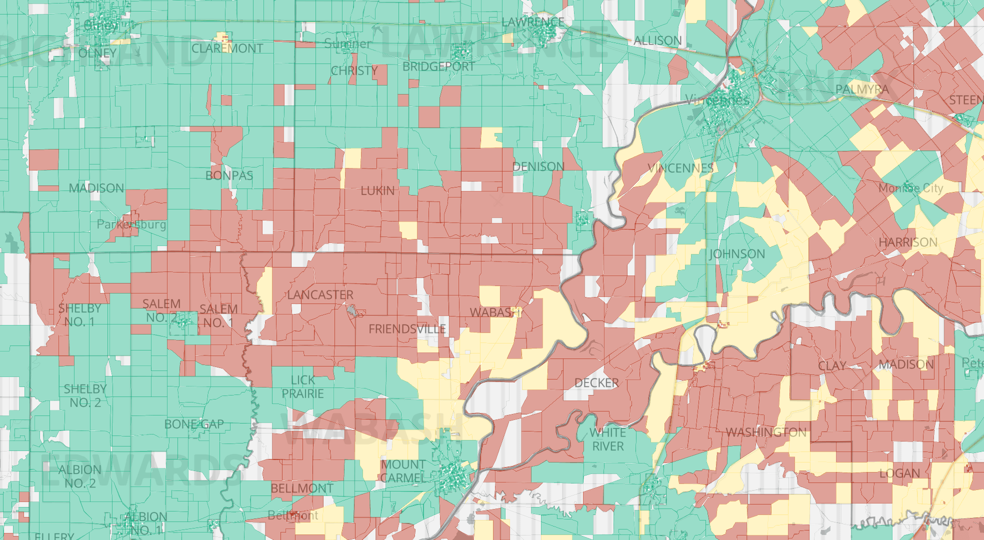 Screenshot of rural broadband service map